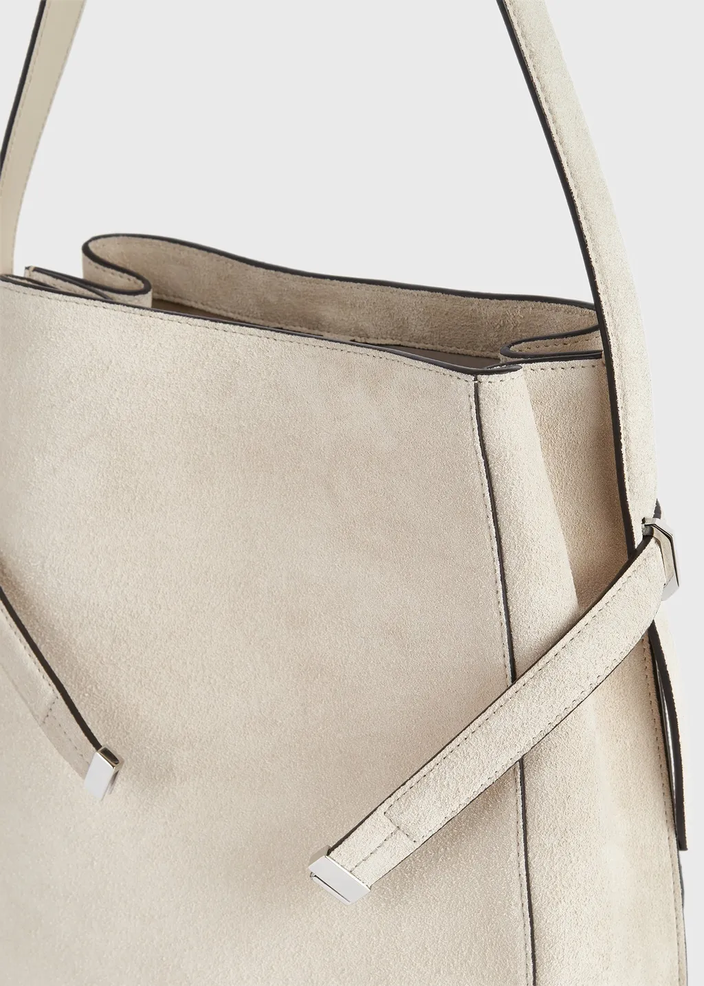 Belted Suede Bucket Bag