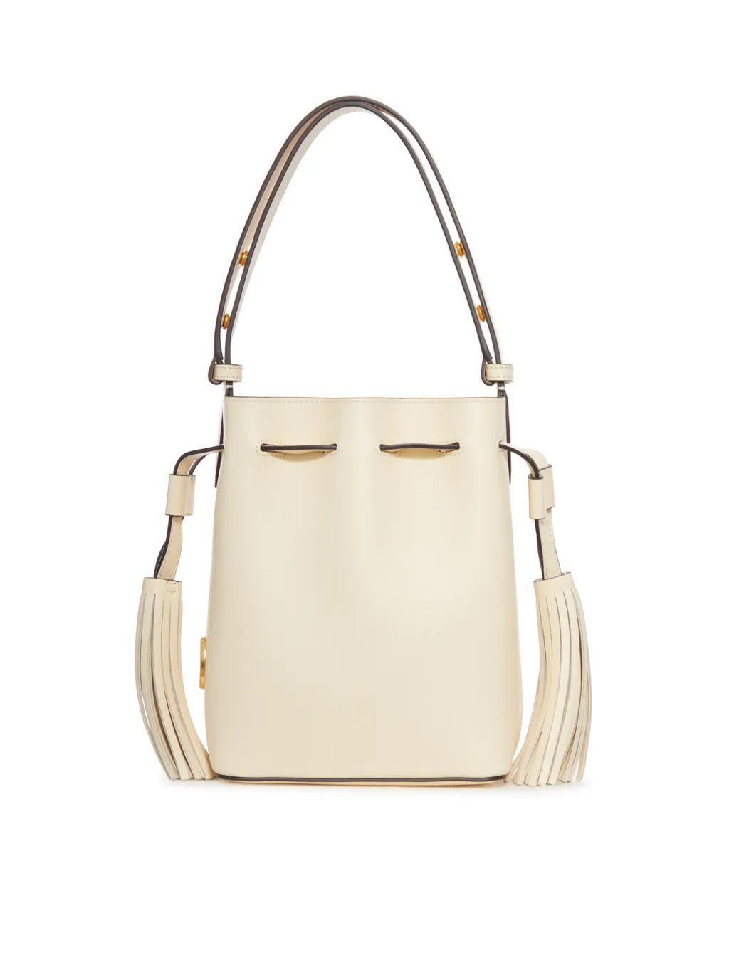 V-Logo Tassel Leather Bucket Bag