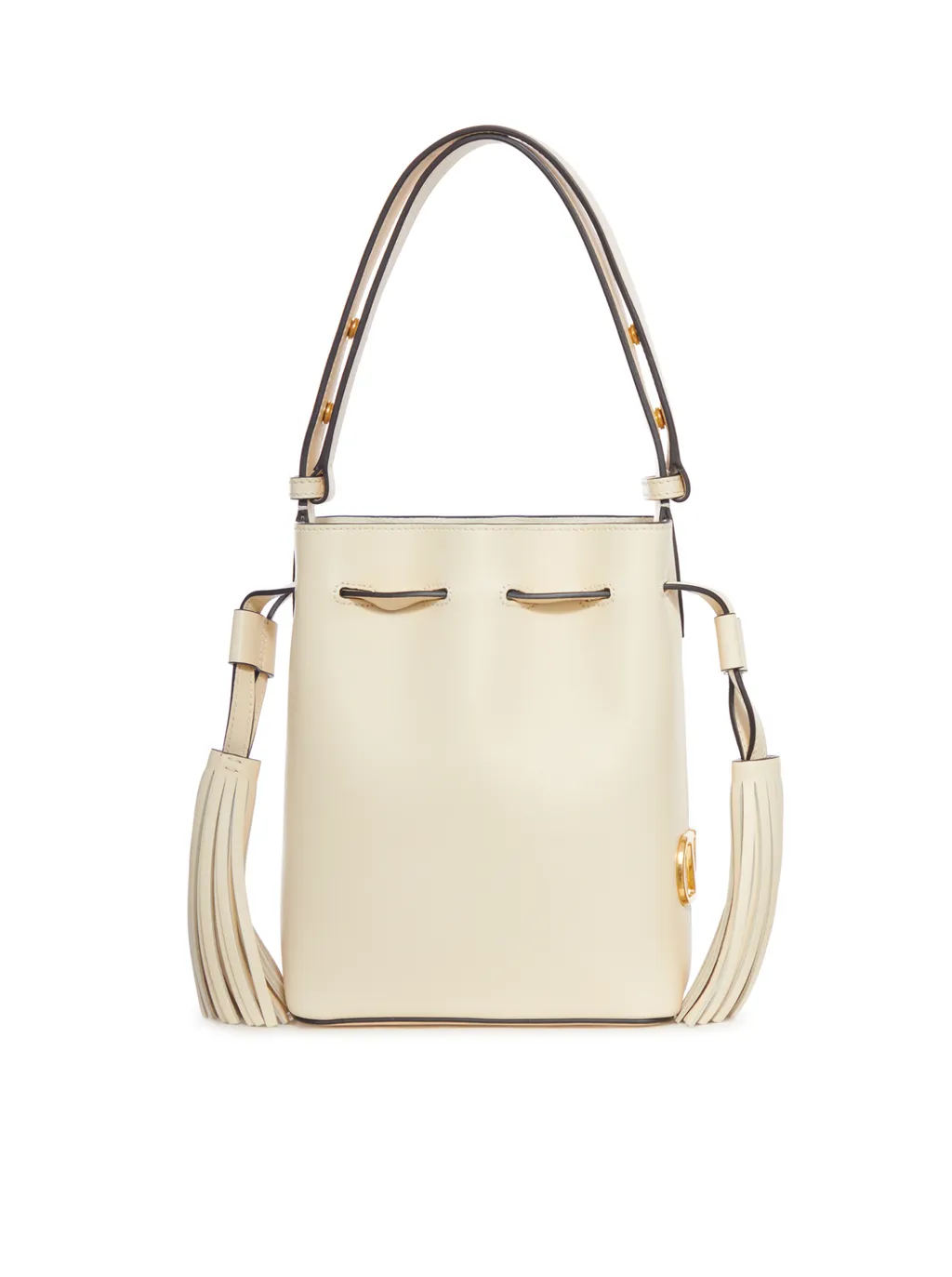 V-Logo Tassel Leather Bucket Bag