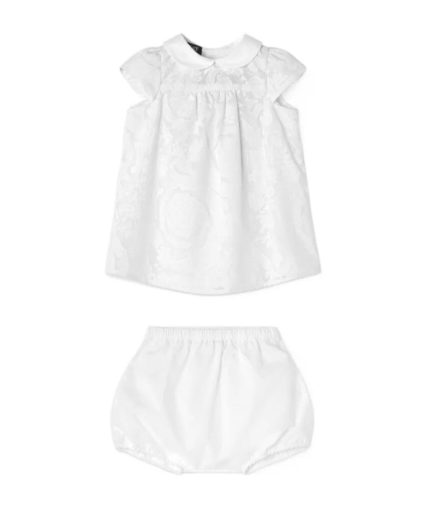 Versace Kids Floral Motif Ruffled Dress