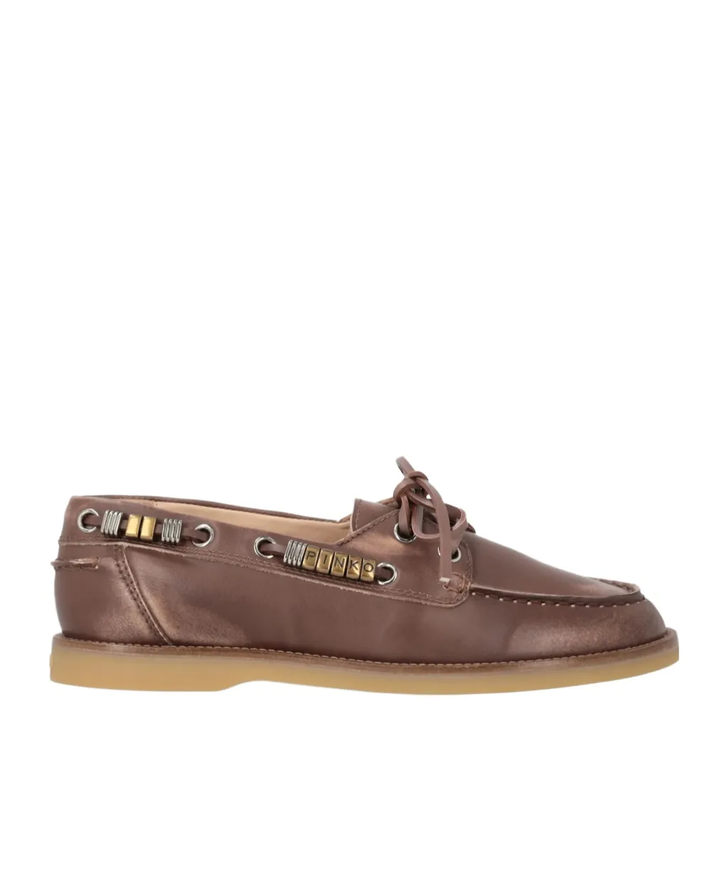Logo-Lettering Lace-Up Loafers