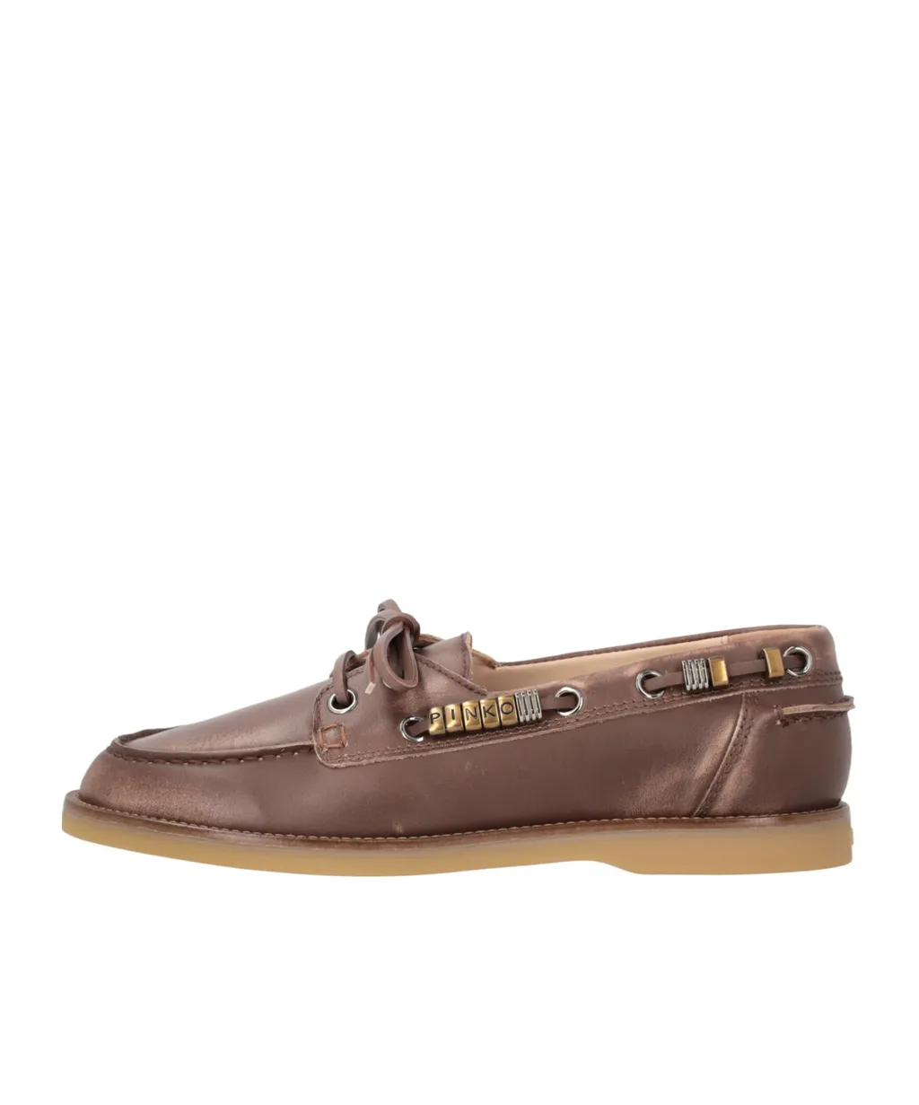 Logo-Lettering Lace-Up Loafers