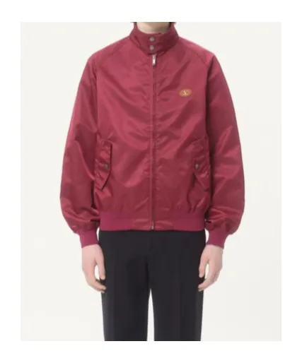 Valentino Logo Patch Zip-Up High Neck Jacket