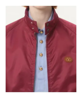 Valentino Logo Patch Zip-Up High Neck Jacket