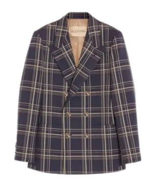 Checked Double-Breasted Blazer