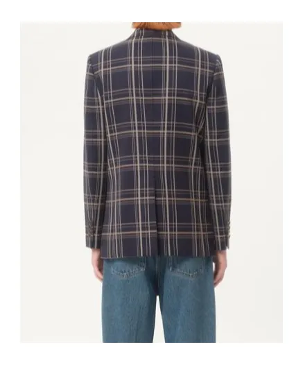 Checked Double-Breasted Blazer