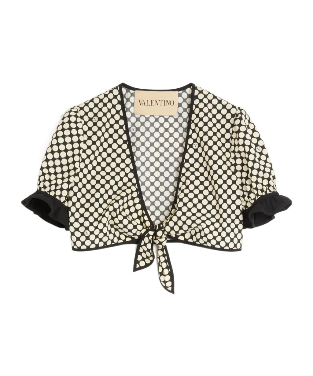 Printed Polka Dot Poplin Top