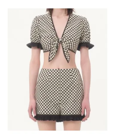 Printed Polka Dot Poplin Top