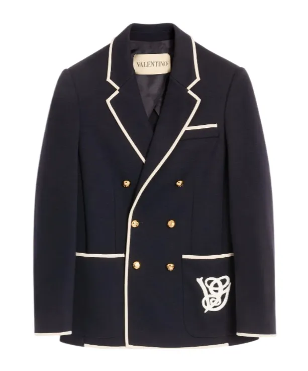 Double-Breasted Wool Jacket With Vg Patch