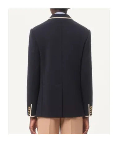 Double-Breasted Wool Jacket With Vg Patch