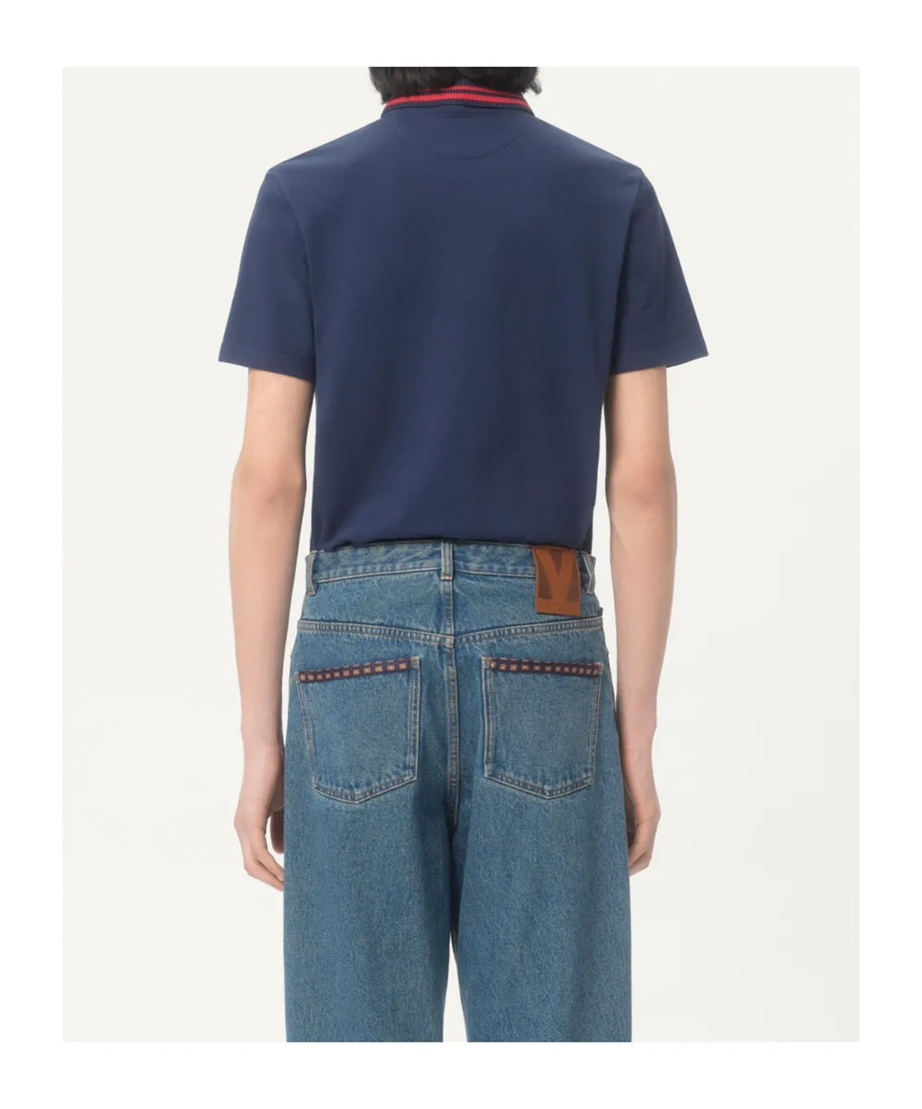 Cotton Piqué Polo Shirt With Vg Embroidery