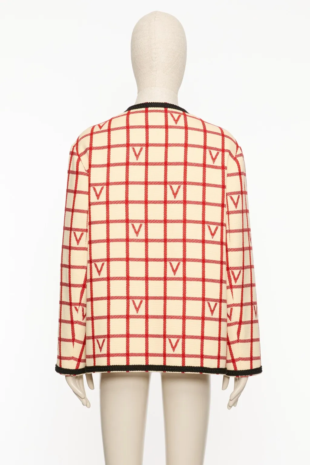 Wool Blend Jacket With V Check Pattern
