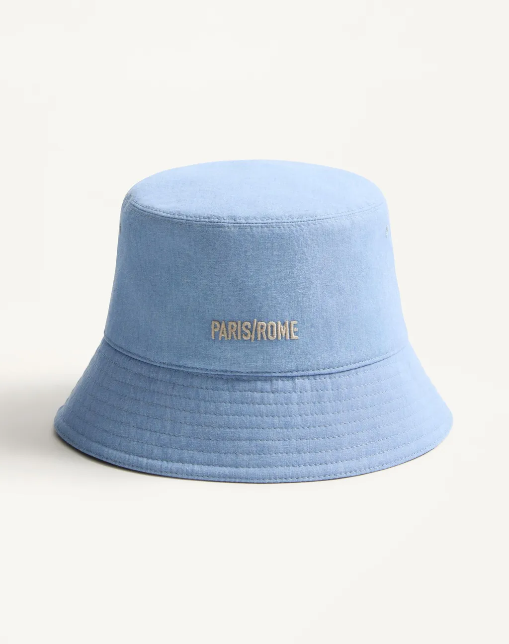 Chez Valentino Denim Bucket Hat With Embroidery