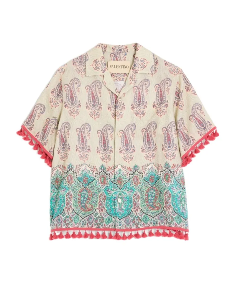 Lightweight Linen Bowling Shirt With Voyage Imaginaire Print