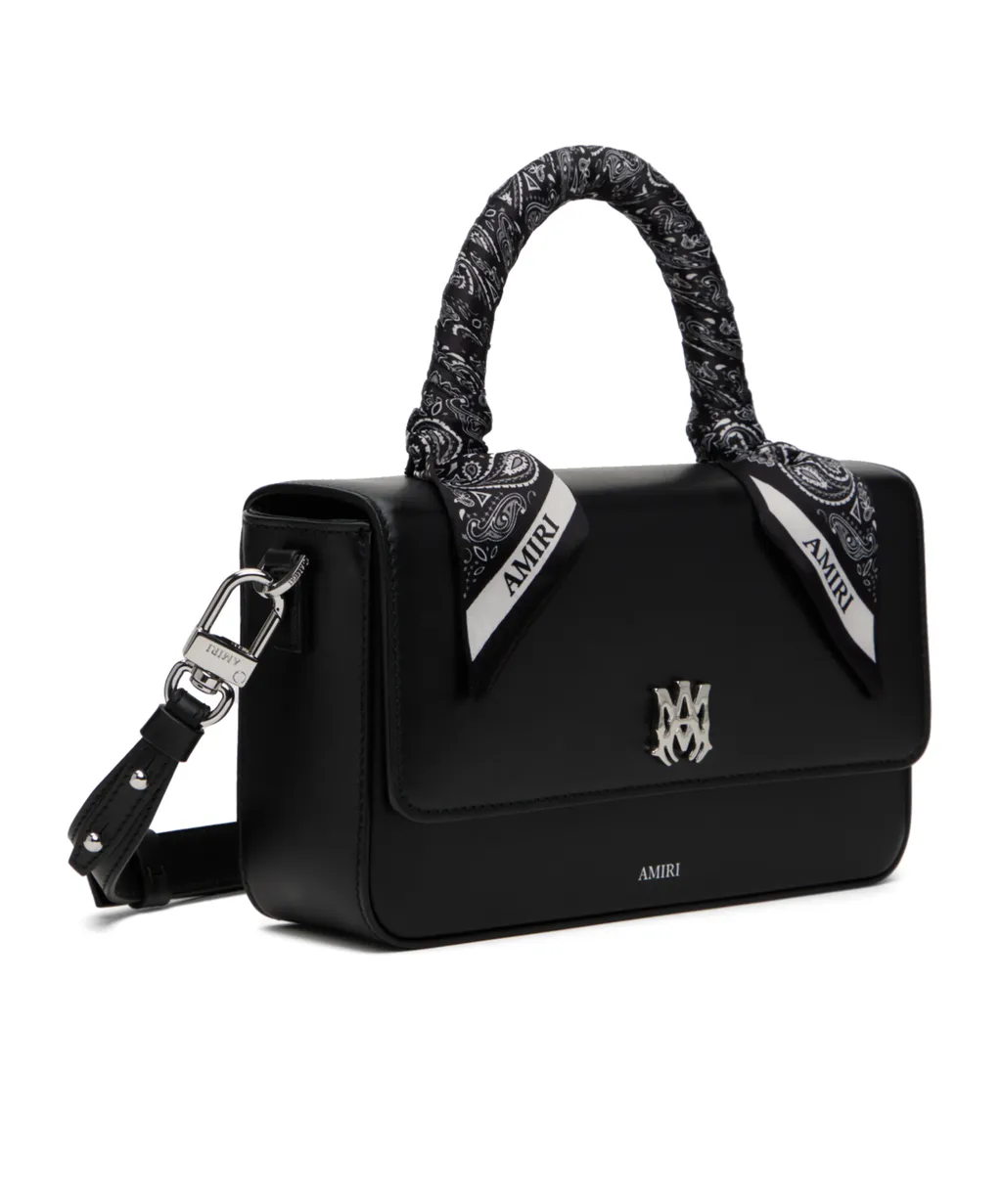 Bandana-Trimmed Leather Handbag
