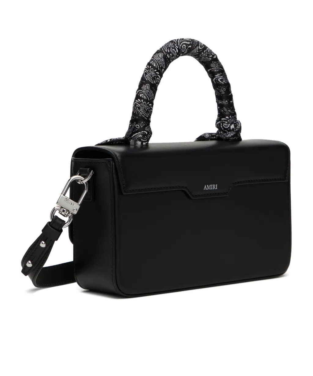 Bandana-Trimmed Leather Handbag