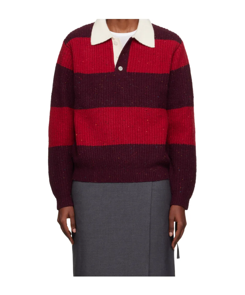 Dunst Ribbed Striped Polo Knitwear