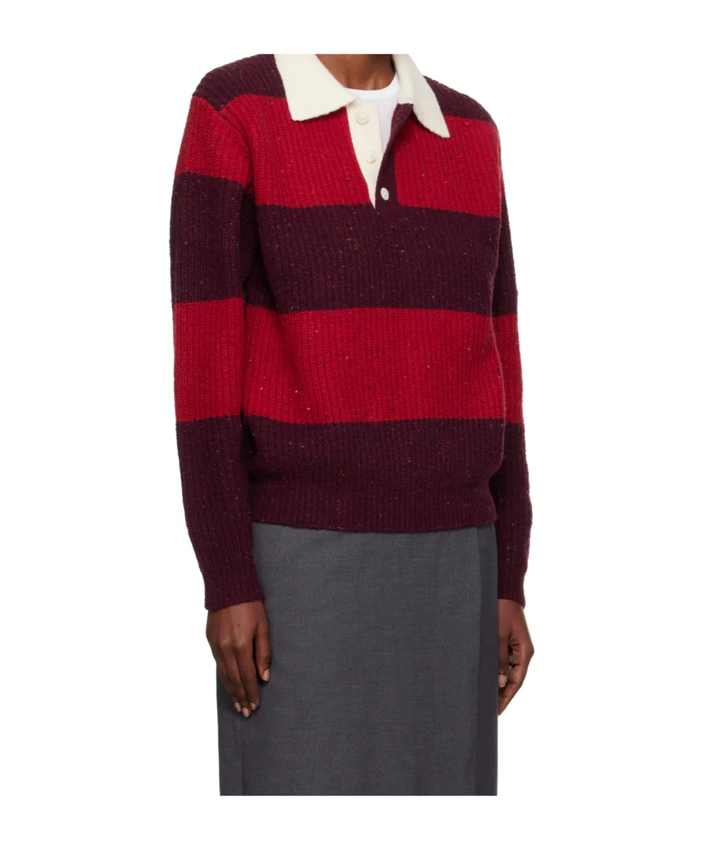 Dunst Ribbed Striped Polo Knitwear