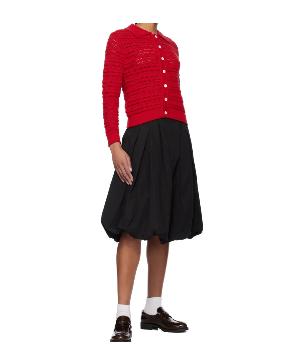 Red Open Collar Cardigan