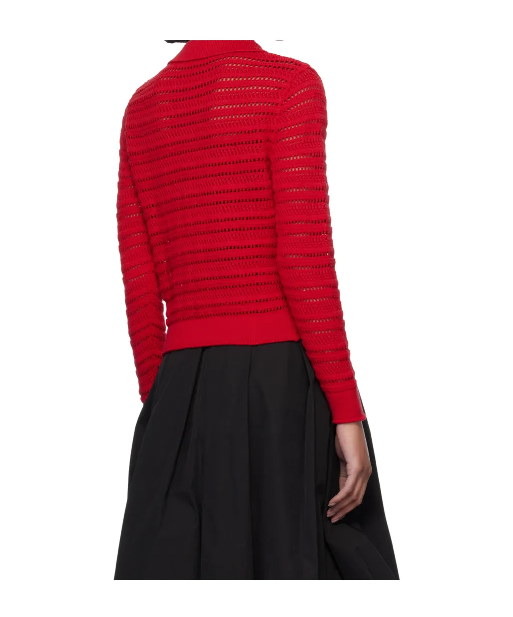 Red Open Collar Cardigan