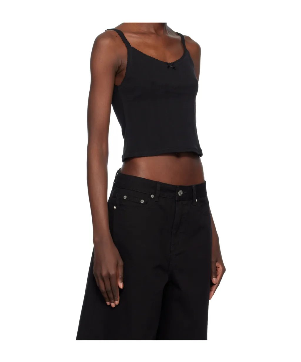 Black Pointelle Sleeveless Camisole