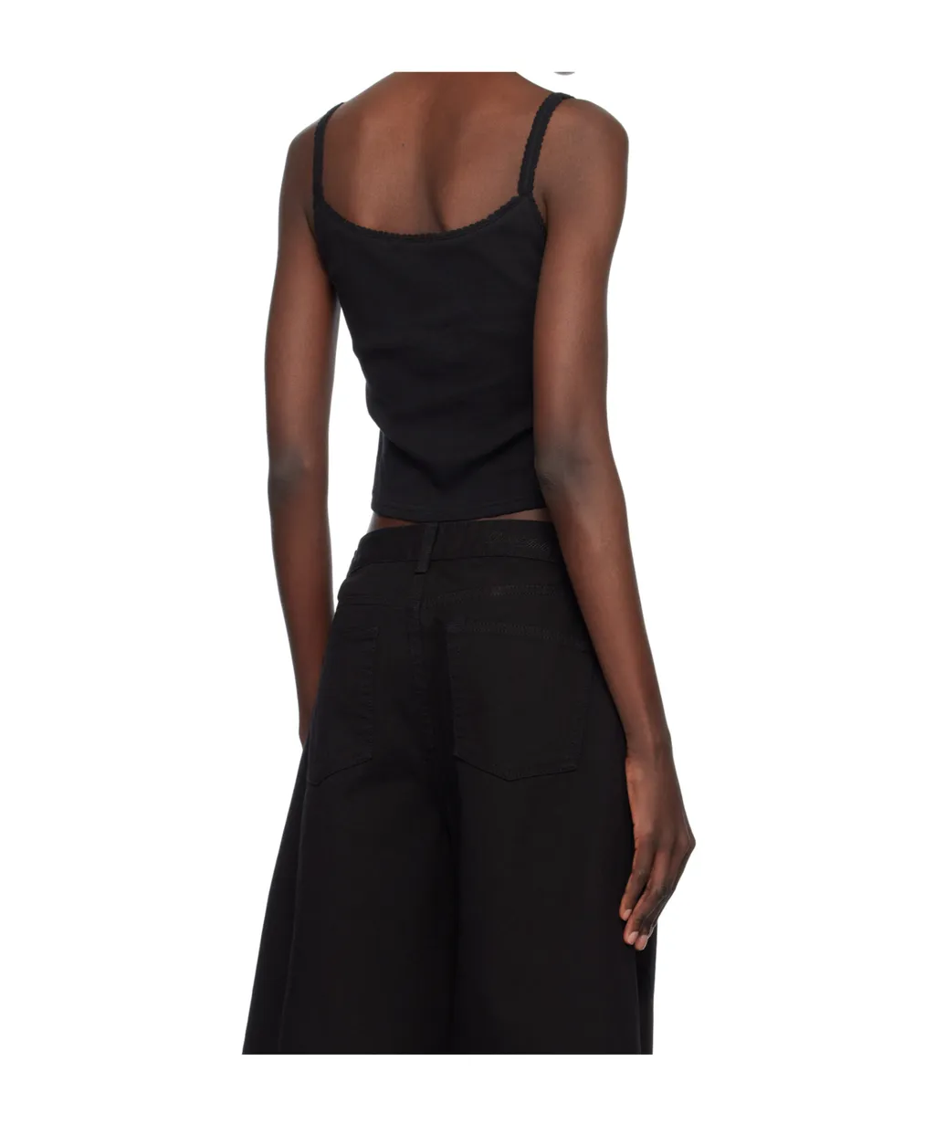Black Pointelle Sleeveless Camisole