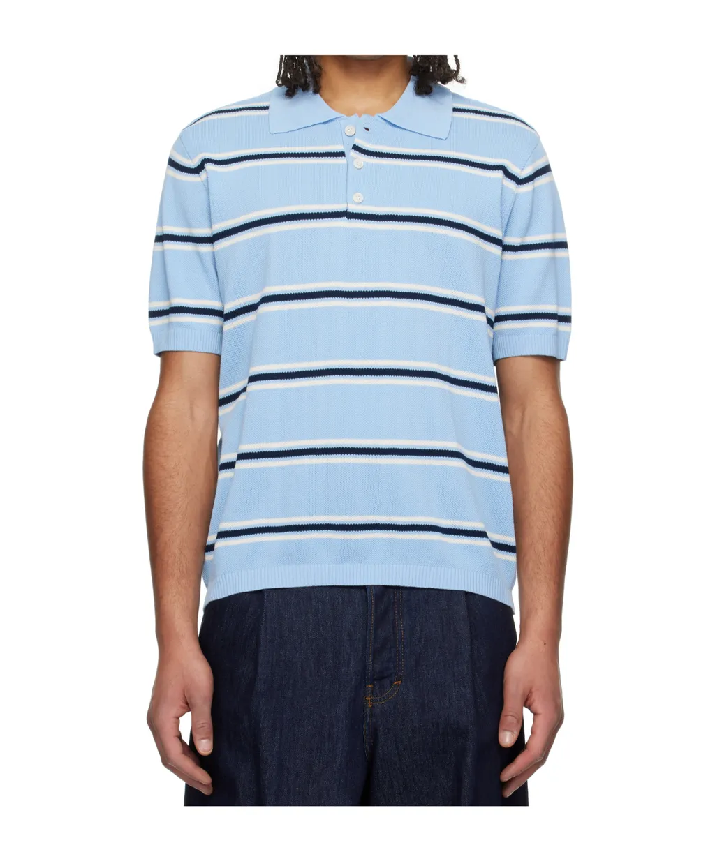 Dunst Striped Polo Shirt With Ribbed Edges