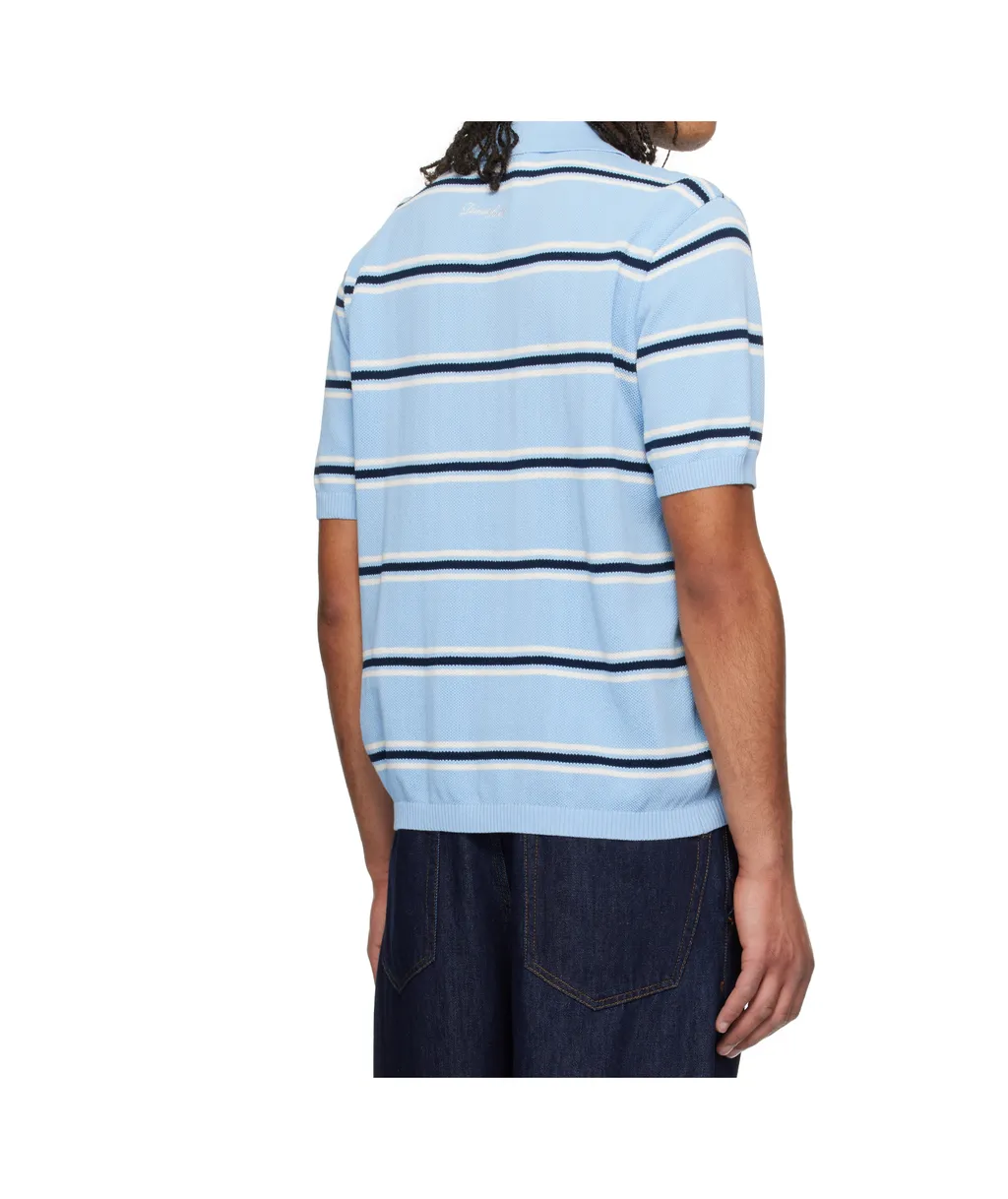 Dunst Striped Polo Shirt With Ribbed Edges