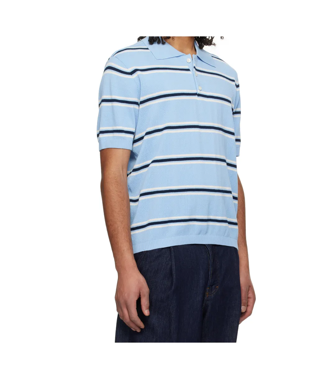 Dunst Striped Polo Shirt With Ribbed Edges