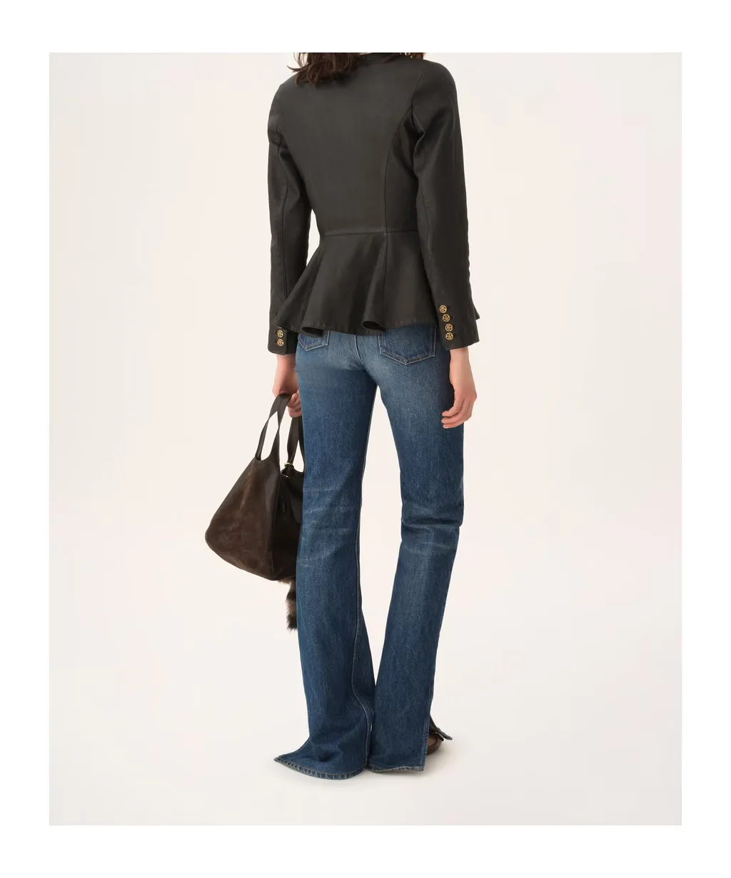 Peplum Riding Jacket In Leather