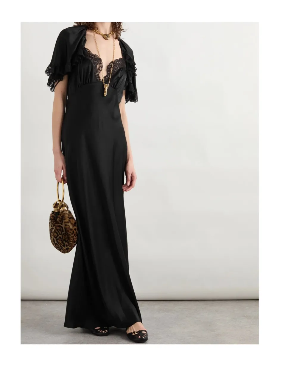 Lace-Cape Maxi Dress