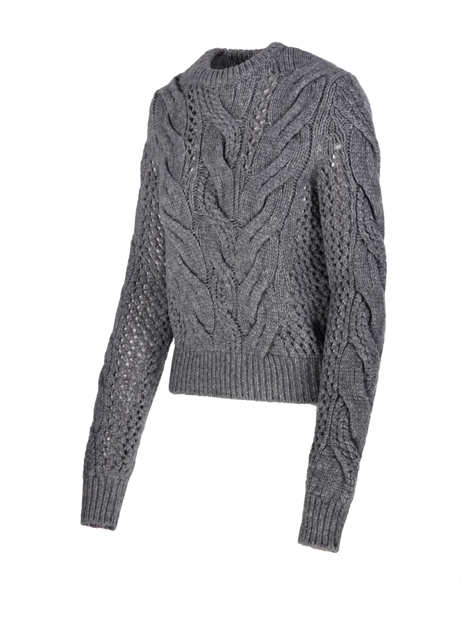 Cable-Knit Eyelet-Detail Sweater