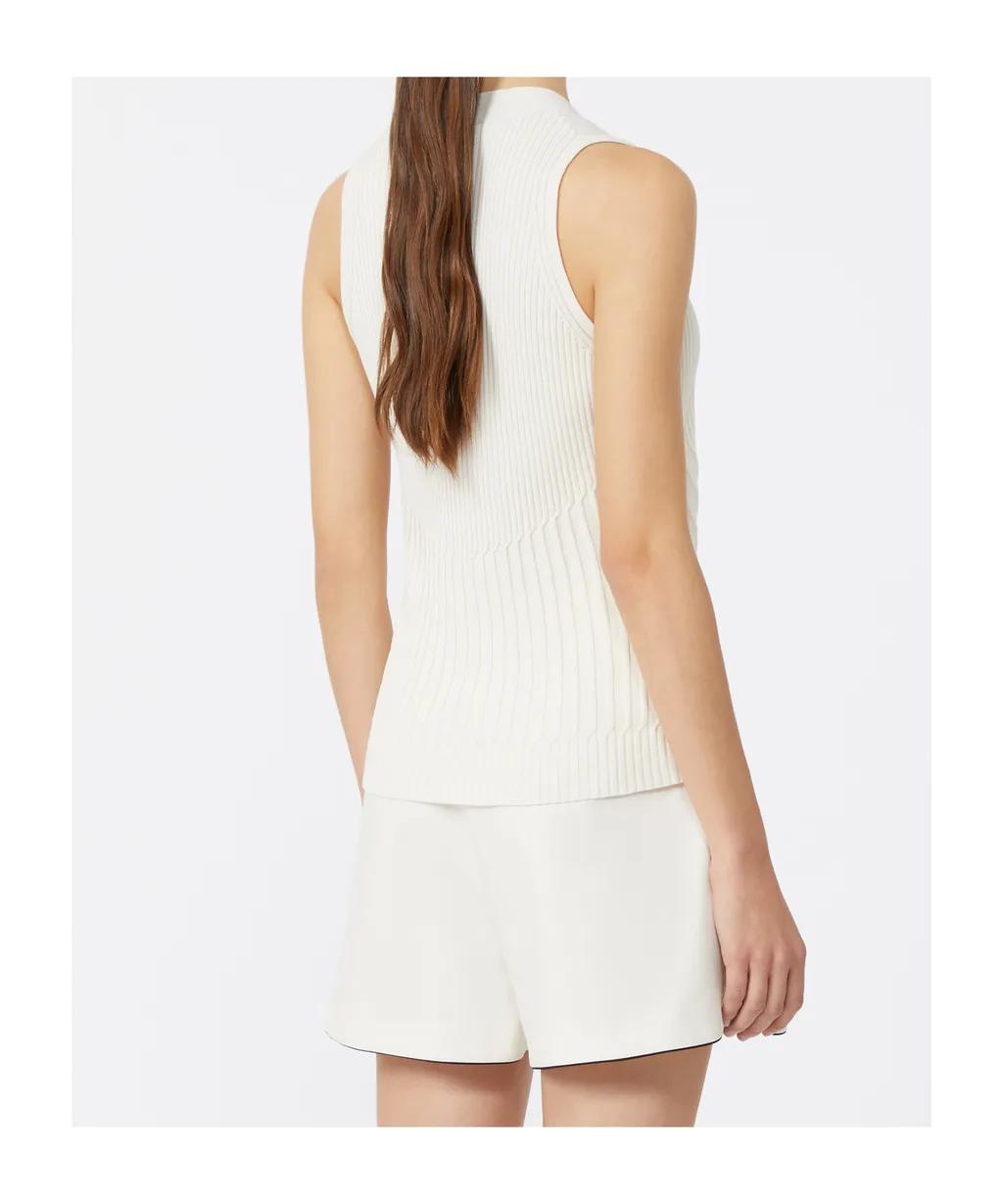 Cotton Yarn And Viscose Crepe Gilet