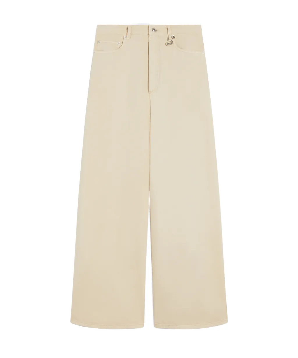 Sportmax Siamese Logo-Patch Wide-Leg Jeans