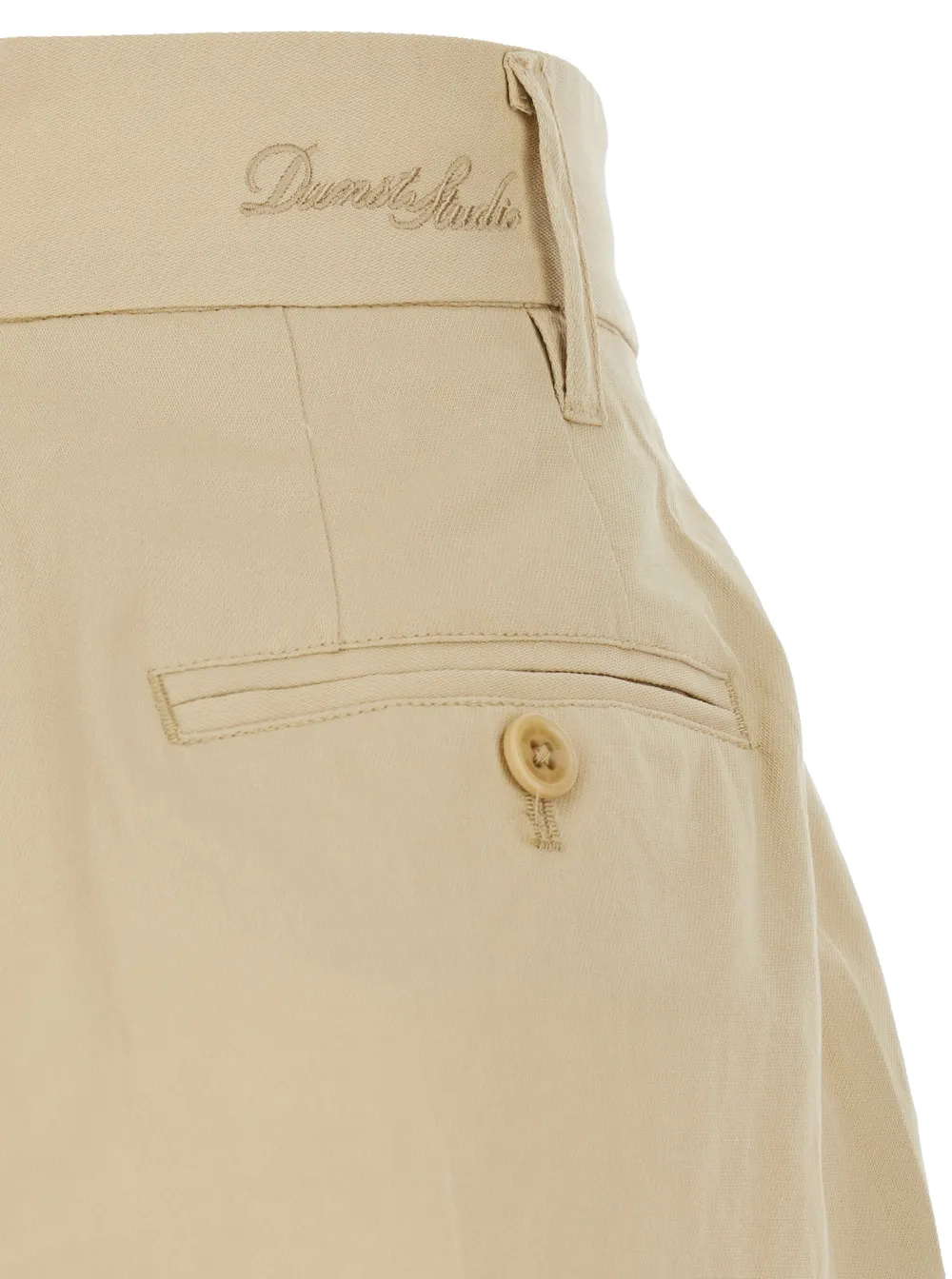 Beige Bermuda Shorts With Pinces In Cotton And Linen Woman