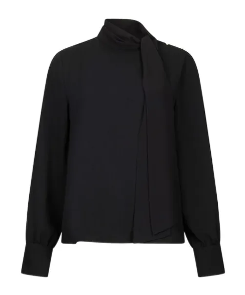 High-Neck Button-Detail Blouse