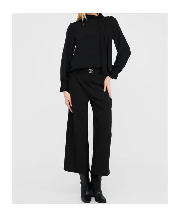 High-Neck Button-Detail Blouse