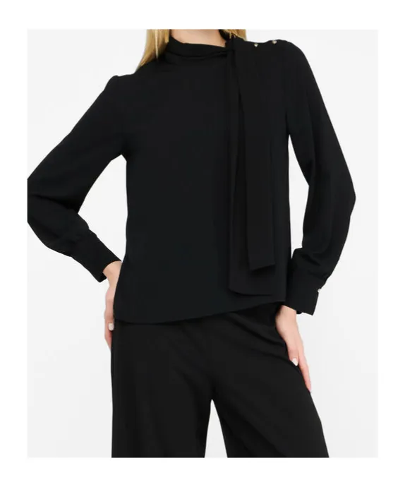 High-Neck Button-Detail Blouse