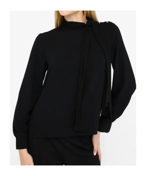High-Neck Button-Detail Blouse