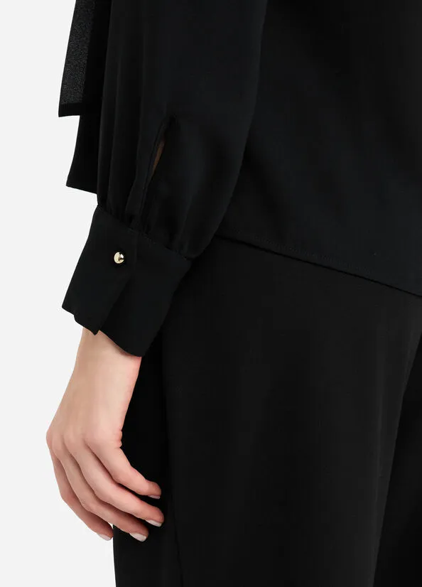 High-Neck Button-Detail Blouse