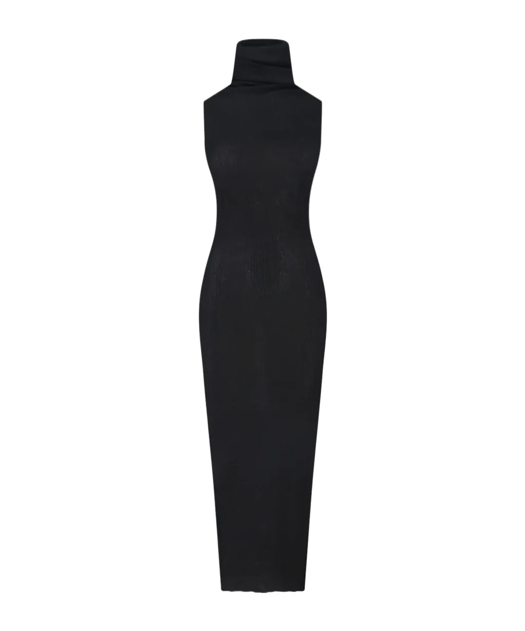 Ribbed High-Neck Maxi Dress
