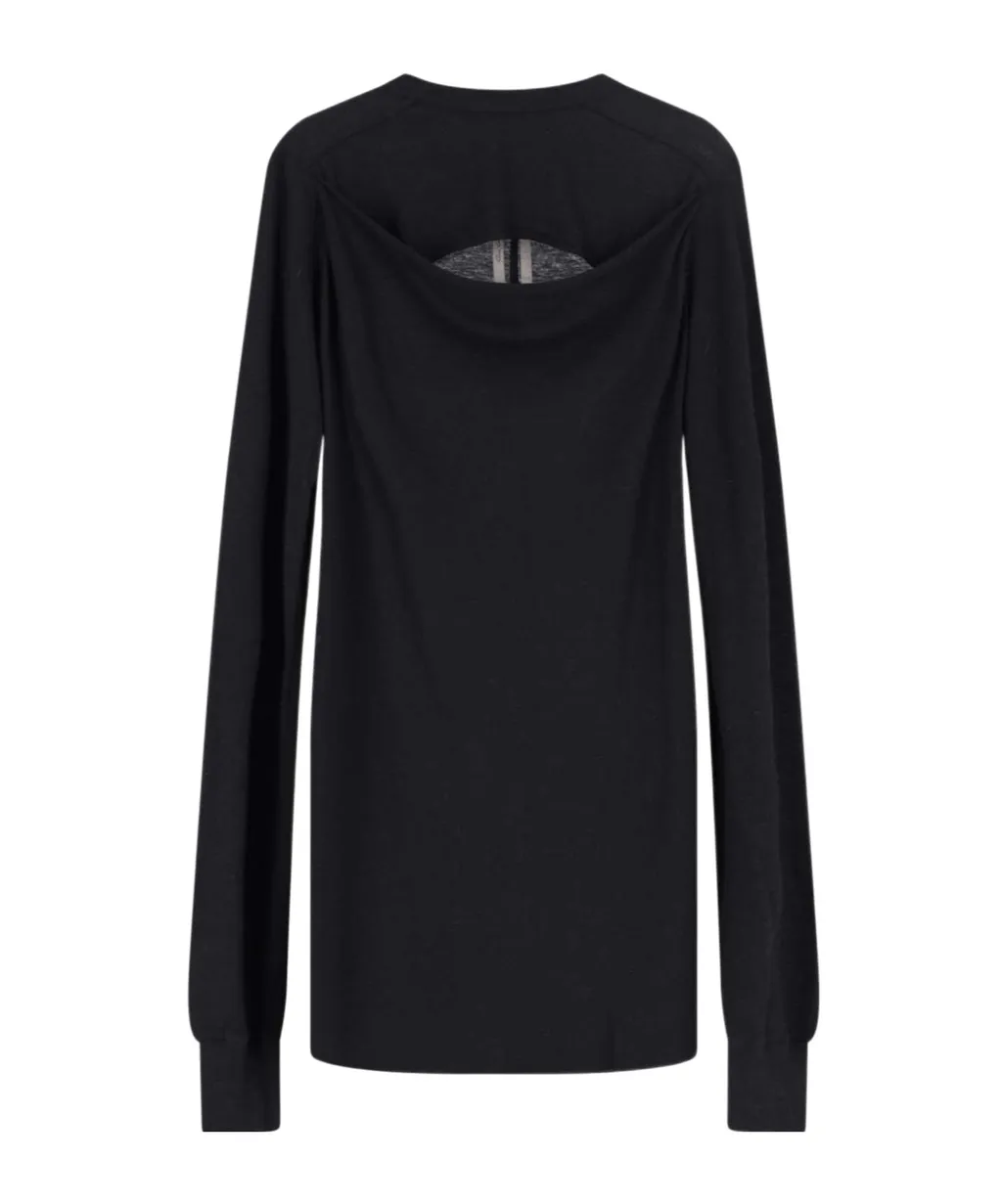 Rick Owens Cut-Out Detailed Long-Sleeved T-Shirt