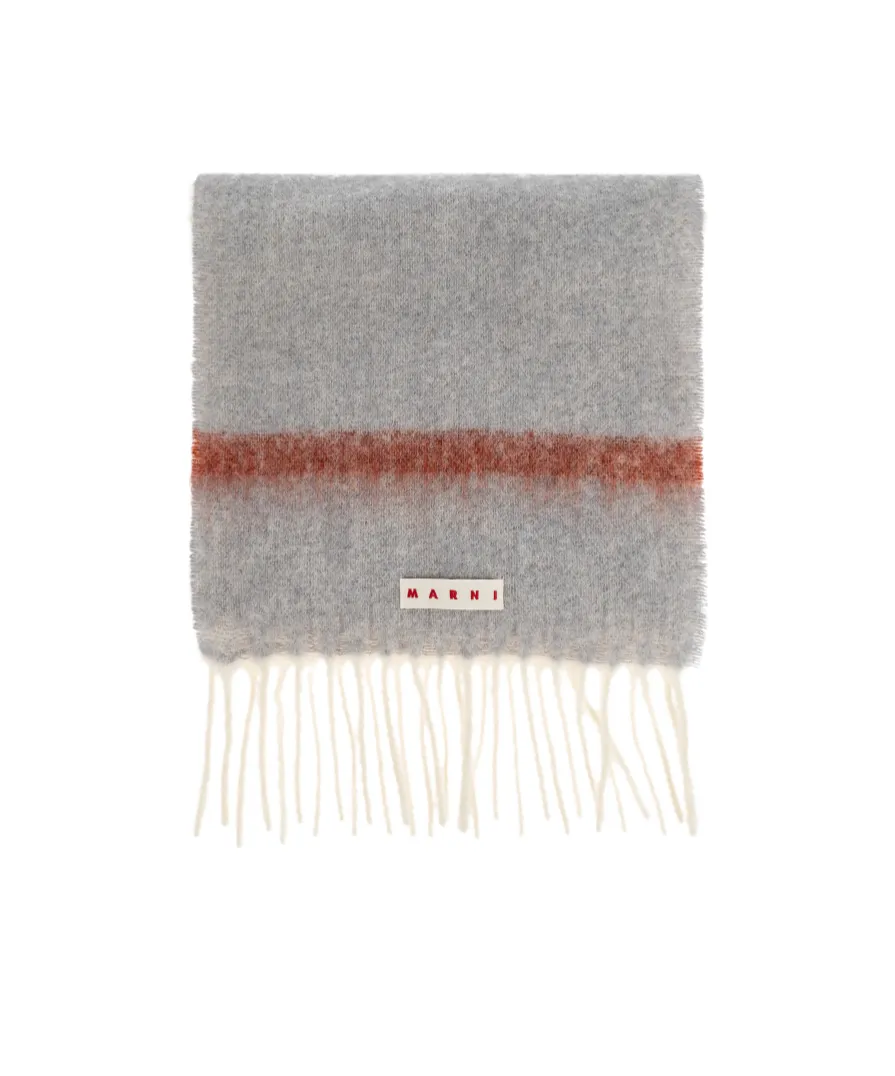 Marni Logo Patch Fringed Scarf