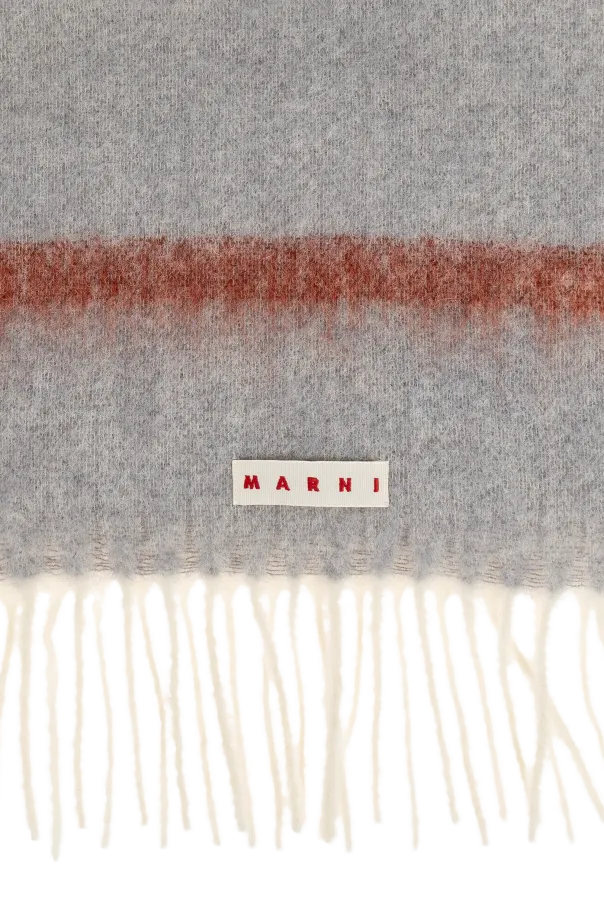 Marni Logo Patch Fringed Scarf