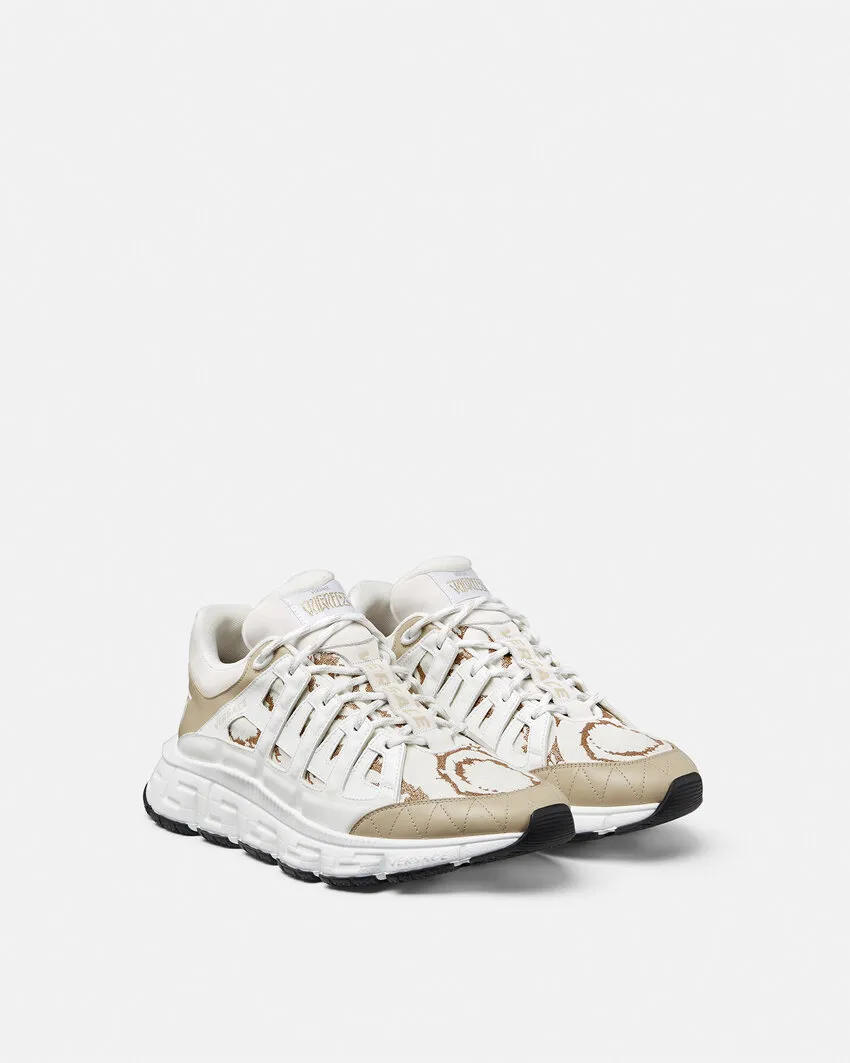 Versace Trigreca Barocco-Jacquard Lace-Up Sneakers