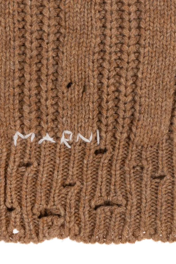 Marni Logo Embroidered Knitted Scarf