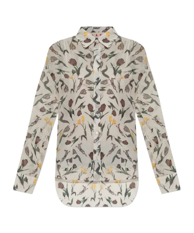 Marni Floral Printed Long-Sleeved Shirt