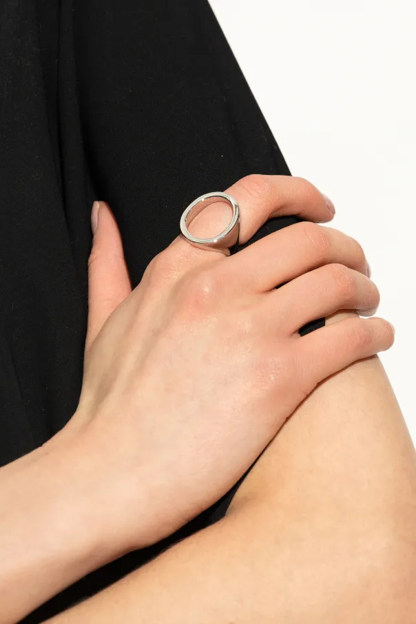 Mm6 Maison Margiela Minimal Logo Cut-Out Detailed Ring