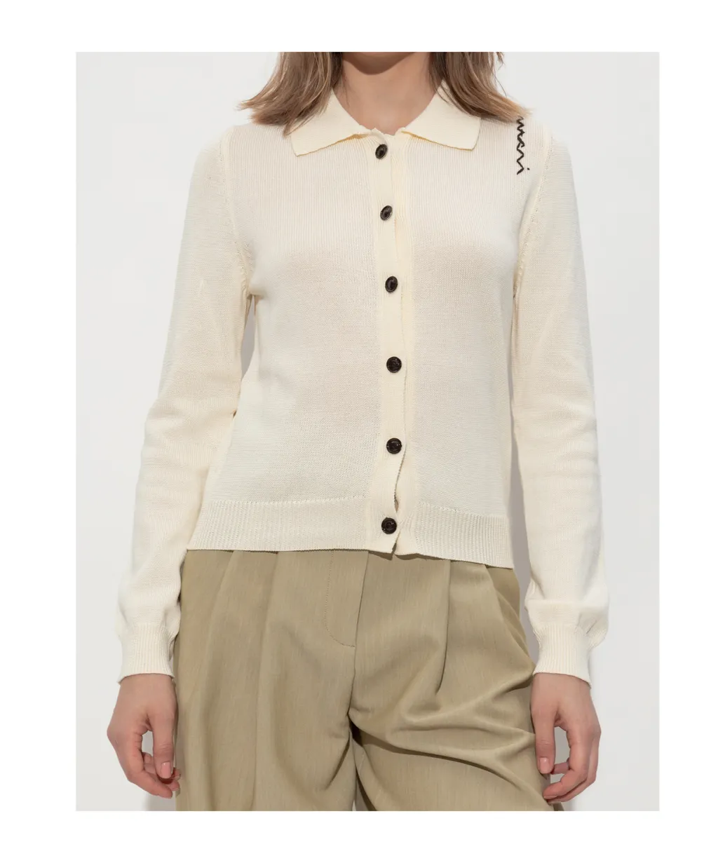 Marni Logo Embroidered Knit Cardigan