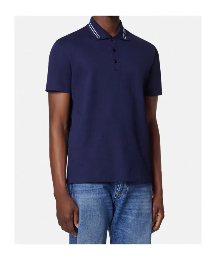 Versace Medusa-Embroidered Short-Sleeved Polo Shirt